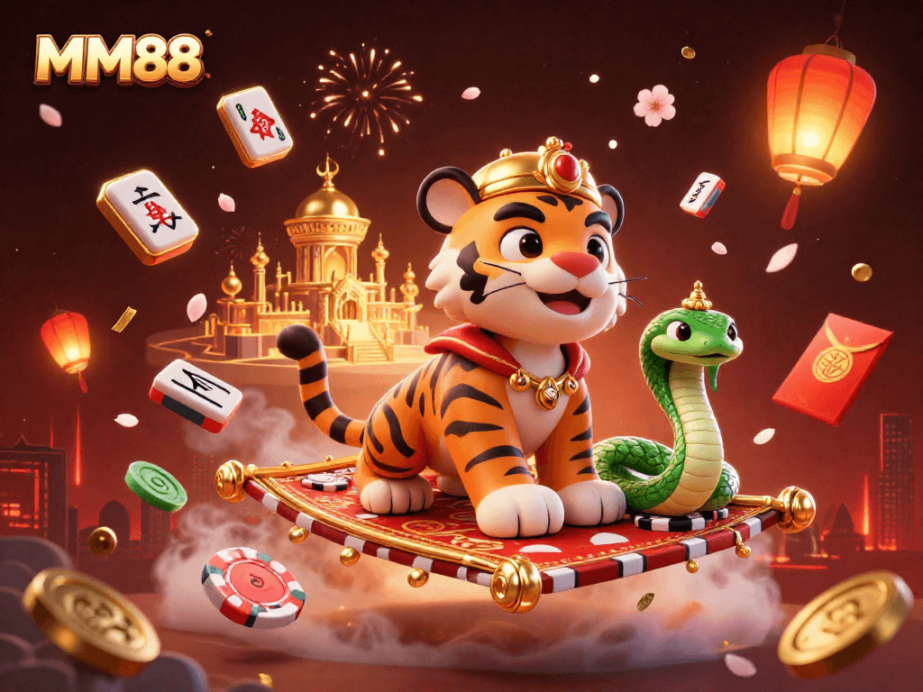 Experience thrilling gameplay at MM88 with a vibrant casino-themed illustration showcasing excitement and rewards.