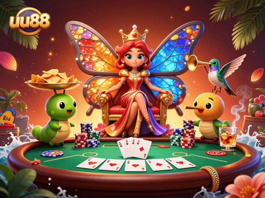 Experience thrilling gameplay at uu88 with vibrant casino elements in a rich, detailed illustration.