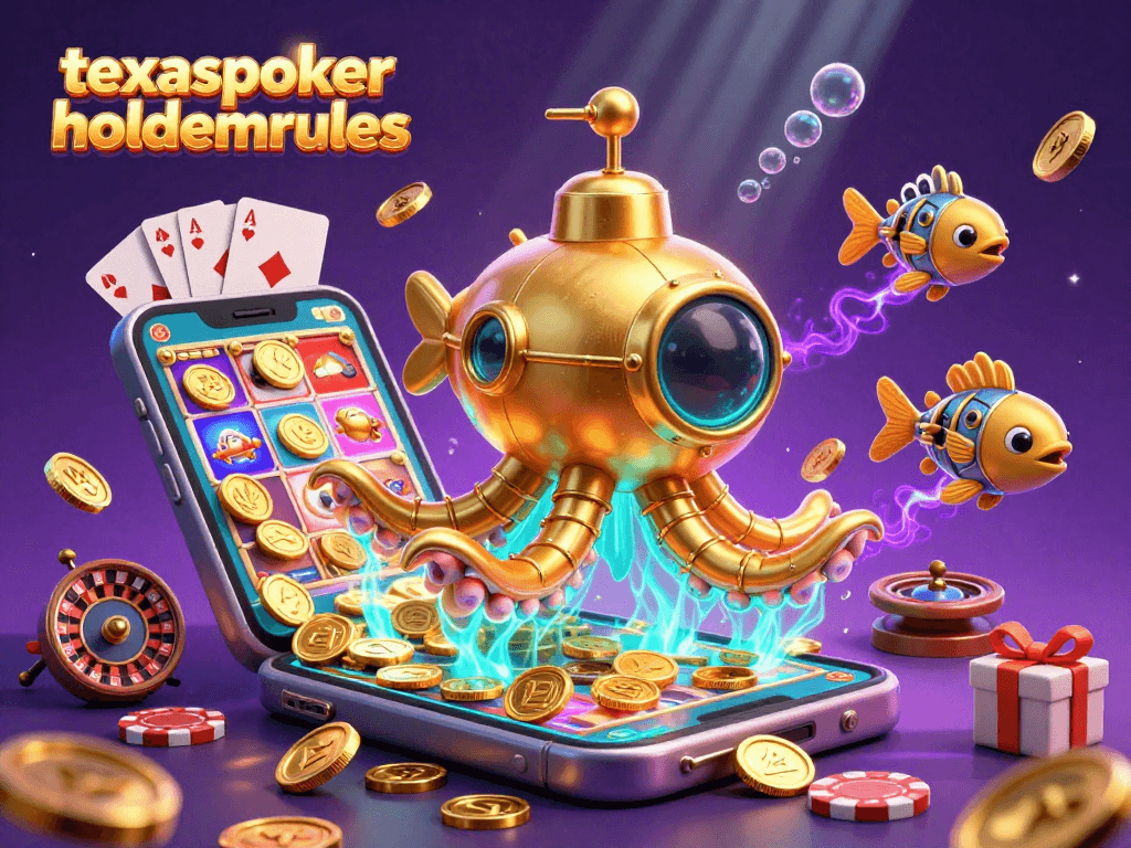Experience the excitement of texaspokerholdemrules in an energetic casino scene with golden kraken and gameplay elements.