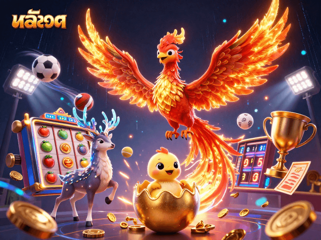 Engage in สล็อต excitement as the phoenix and stag highlight dynamic gaming action.