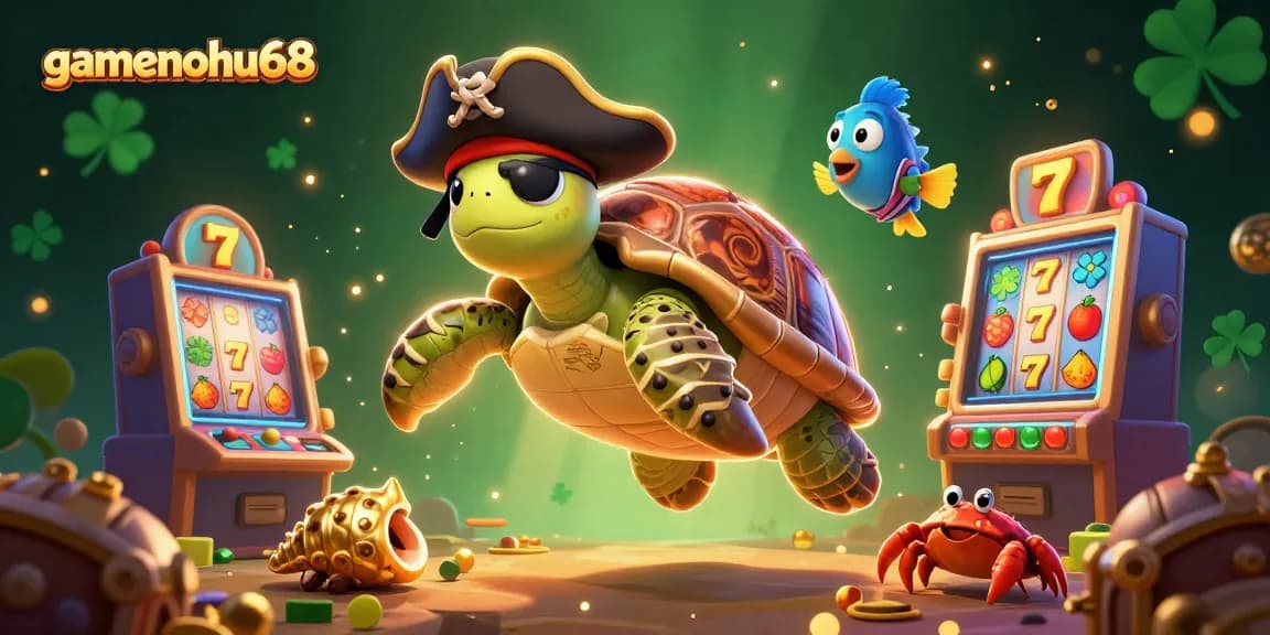 Experience thrilling gaming with gamenohu68 as the pirate turtle unlocks treasure in an engaging casino scene.