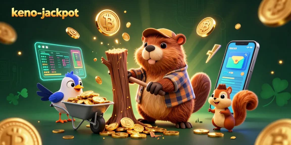 Experience the excitement of keno-jackpot with dynamic characters and vibrant casino elements.