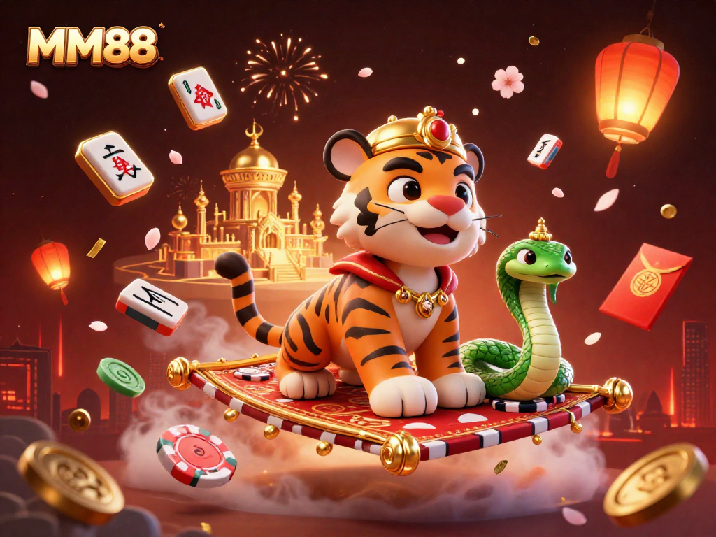 Experience thrilling gameplay at MM88 with a vibrant casino-themed illustration showcasing excitement and rewards.