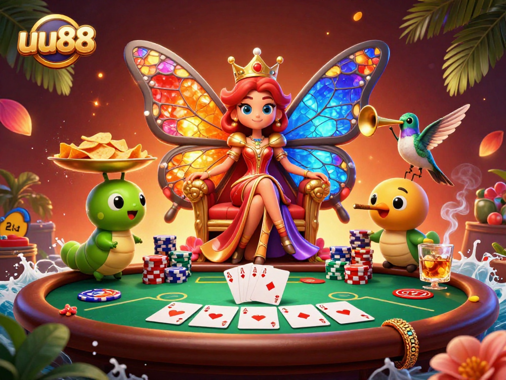 Experience thrilling gameplay at uu88 with vibrant casino elements in a rich, detailed illustration.