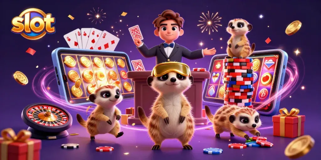 Menggunakan slot untuk meraih kemenangan, koloni meerkat beroperasi di kasino dengan banyak elemen permainan