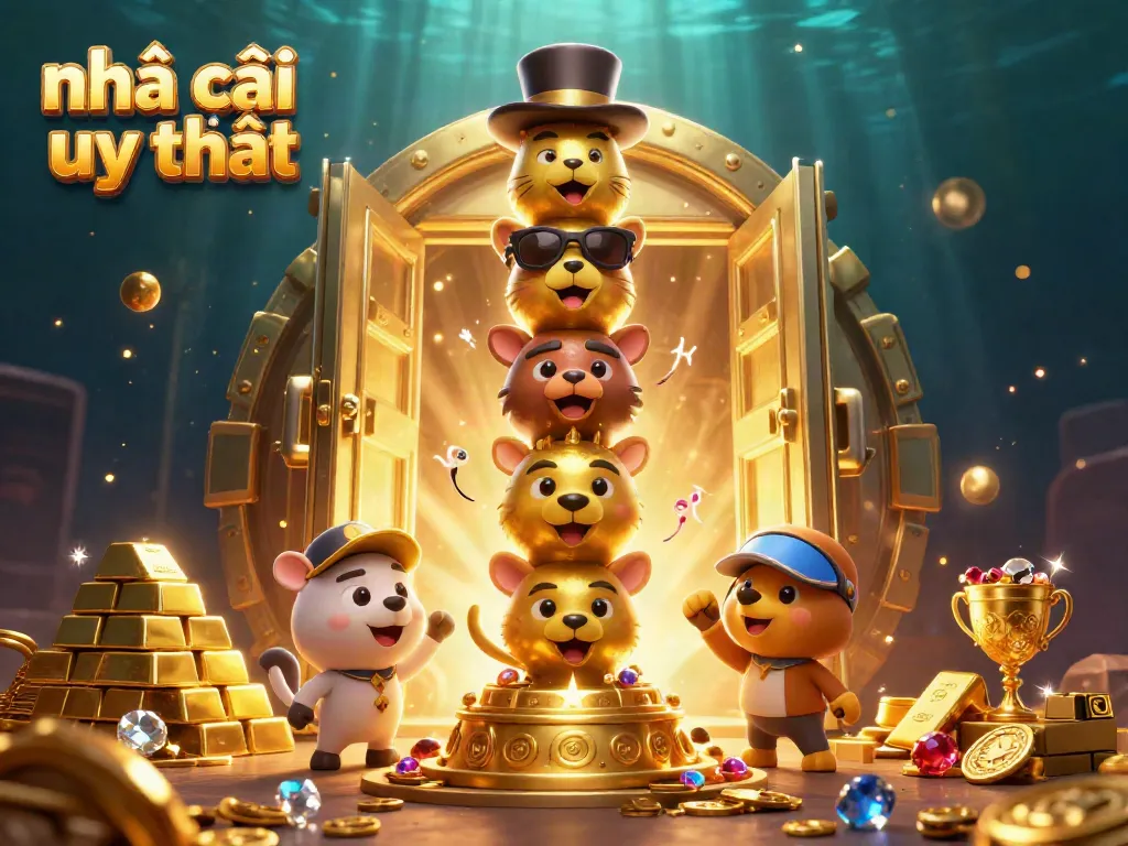 Experience thrills with nhà cái uy tín in this vibrant 3D casino illustration, featuring a golden totem and treasure vault.