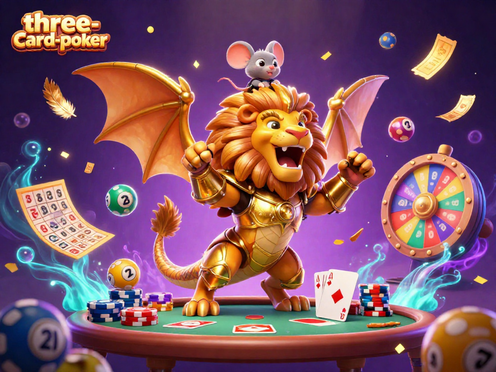 Experience three-card-poker excitement with dynamic gameplay elements and charming characters in a rich casino setting.