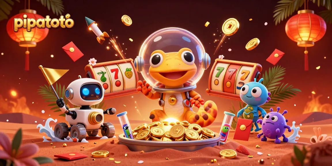 Pipatoto players discovering a golden casino filled with vibrant slot symbols and festive decorations.