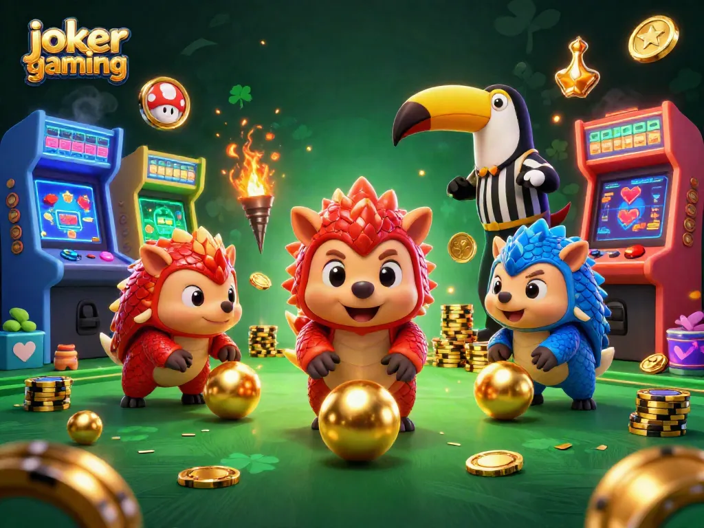 เล่น joker gaming โดยคู่แมวป่าทั้งสองถือป้ายกลิ้งผ่านชิปโป๊กเกอร์