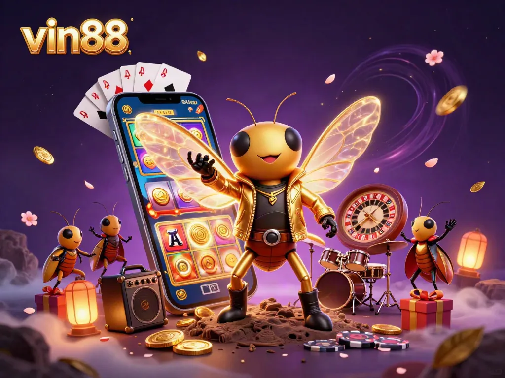 Experience the thrill of vin88 as luck unfolds amidst vibrant casino games and musical energy.