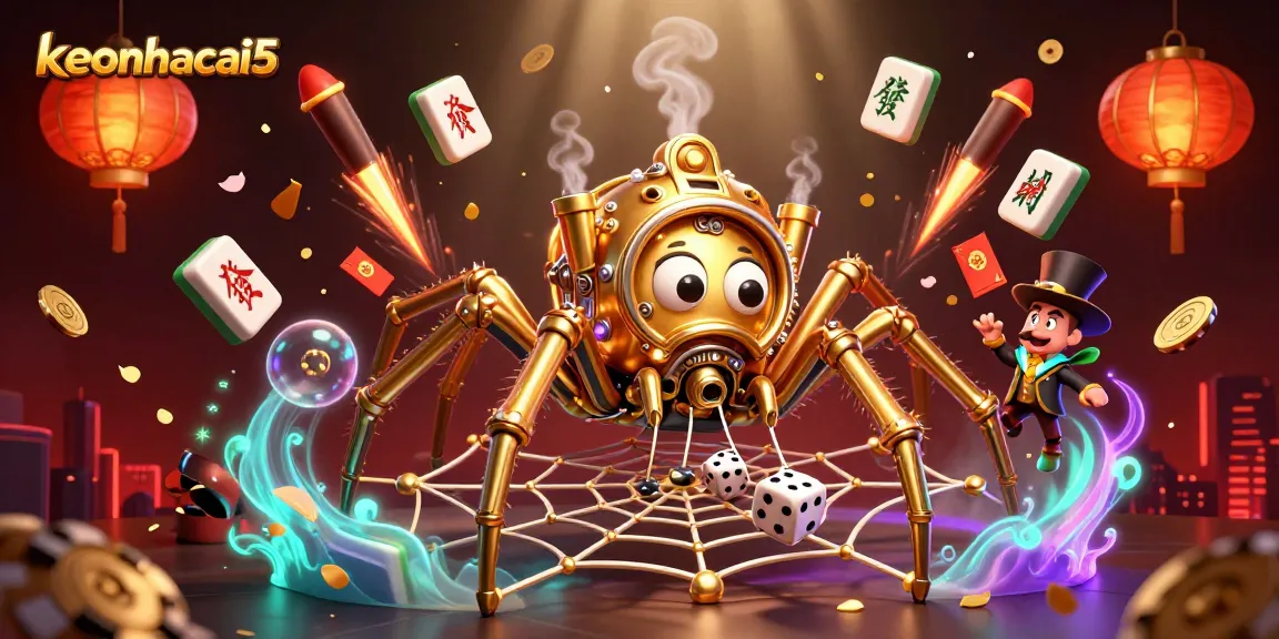 Catch the excitement of keonhacai5 with a steampunk spider in a vibrant casino world