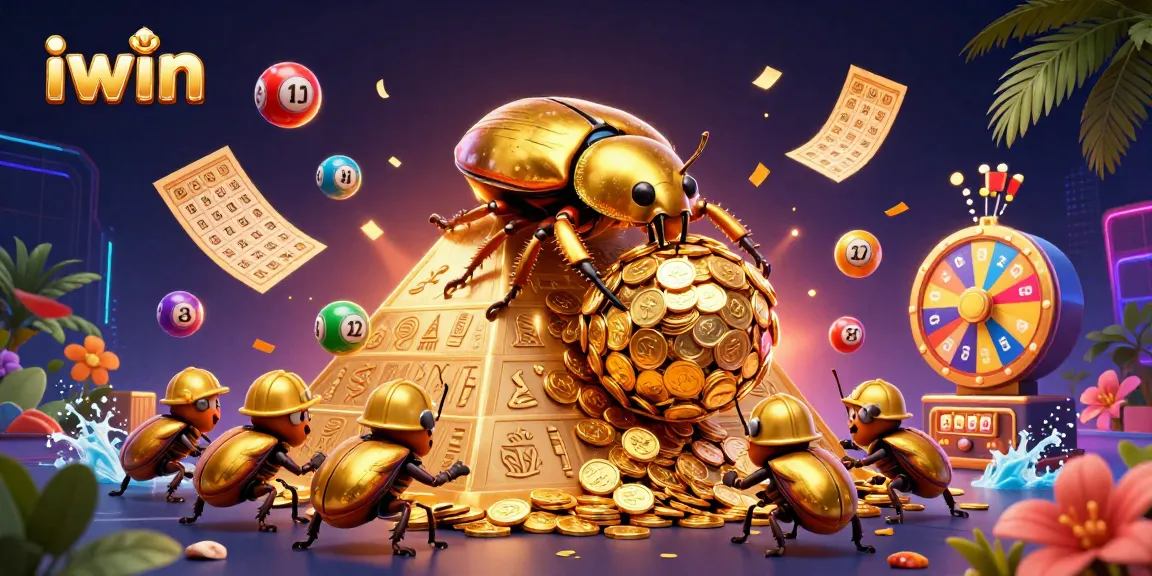 Players engage with exciting iwin-themed lottery games, surrounded by vibrant symbols and golden coins.
