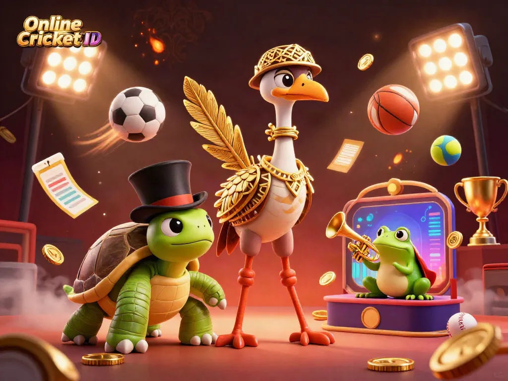 Engage in cricket betting with a vibrant Online Cricket ID illustration featuring dynamic sports elements.