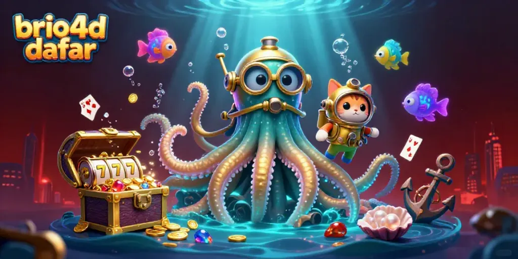 Engage with brio4d daftar and explore thrilling slot gaming treasures in an exciting underwater scene.