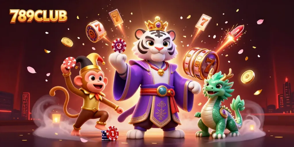 Engage with thrilling 789CLUB entertainment as you spin through 3D slots surrounded by gaming elements.