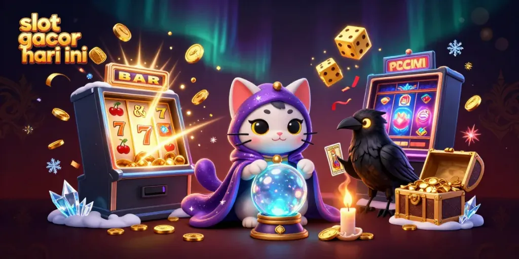 Kesenangan permainan slot gacor hari ini dengan karakter kucing mistik dan simbol keberuntungan yang bersinar.