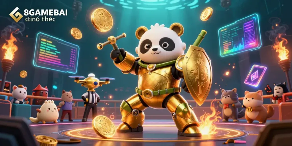Experience exciting gameplay with 68GAMEBAI chính thức and vibrant 3D illustration showcasing dynamic casino elements.