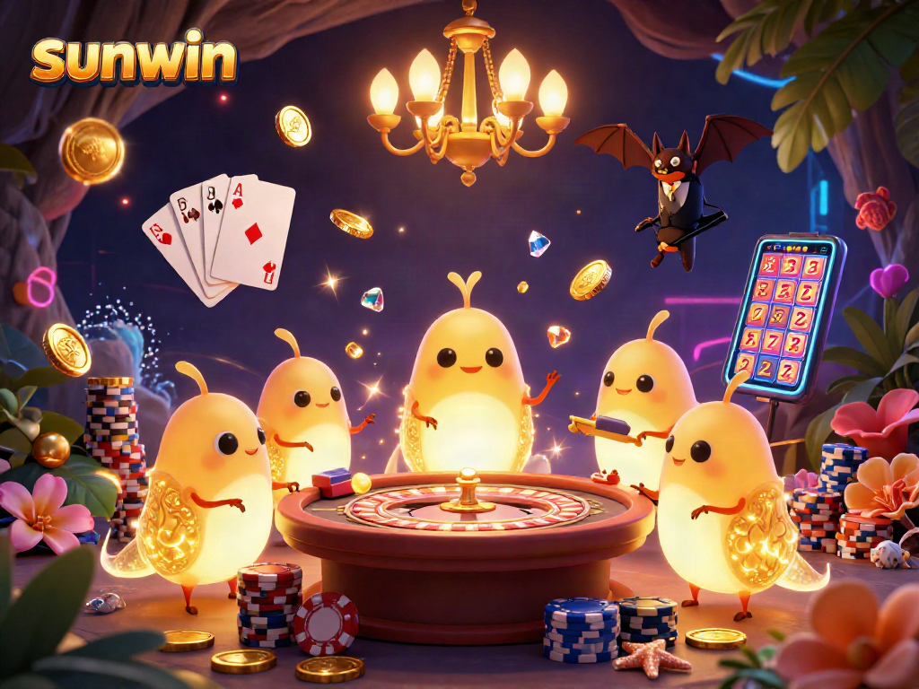 Experience the vibrant glow of sunwin casino with captivating glowworms and dazzling game elements.