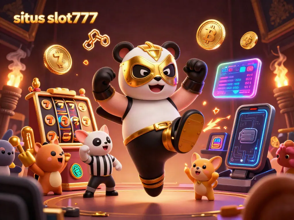 Gamer berkumpul di situs slot777 merayakan kemenangan di atas mesin slot.