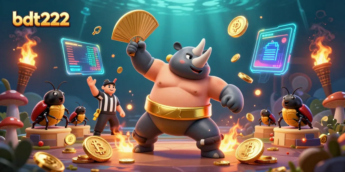 Experience the thrill of bdt222 with vibrant games, crypto coins, and lively characters in this dynamic scene.