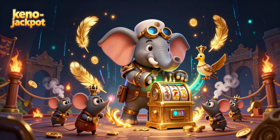 Experience keno-jackpot excitement with a steampunk elephant engineering a golden slot machine!