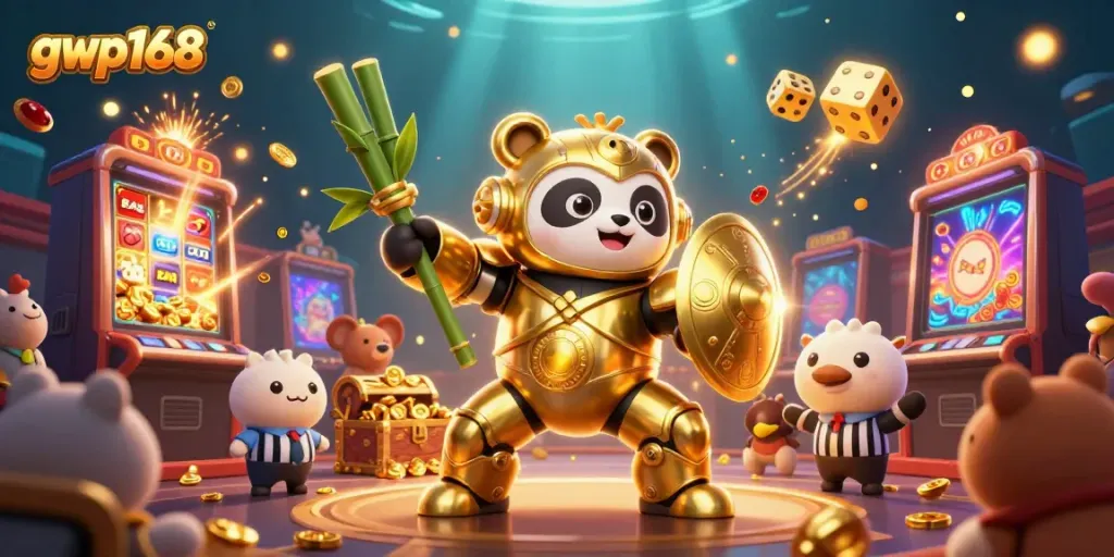 Gwp168 memimpin pertempuran kasino yang penuh aksi dengan robot bertema panda dan mesin slot menang besar.