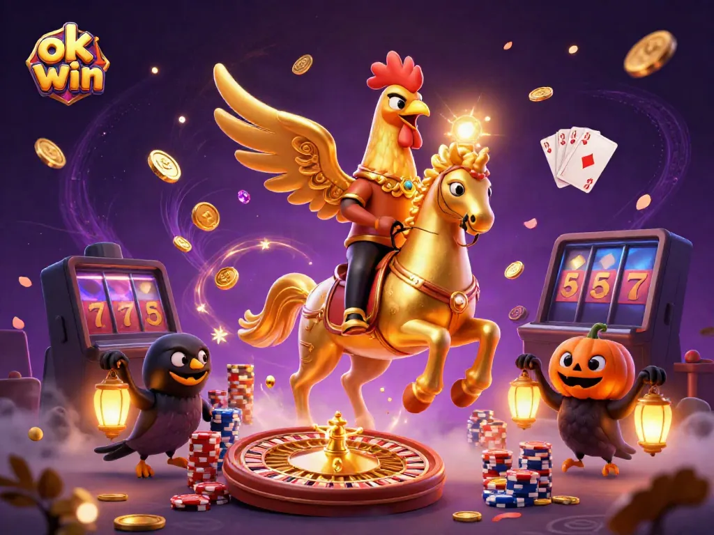 Engage in thrilling gaming at ok win with a vibrant casino scene featuring unique characters and dynamic game elements.