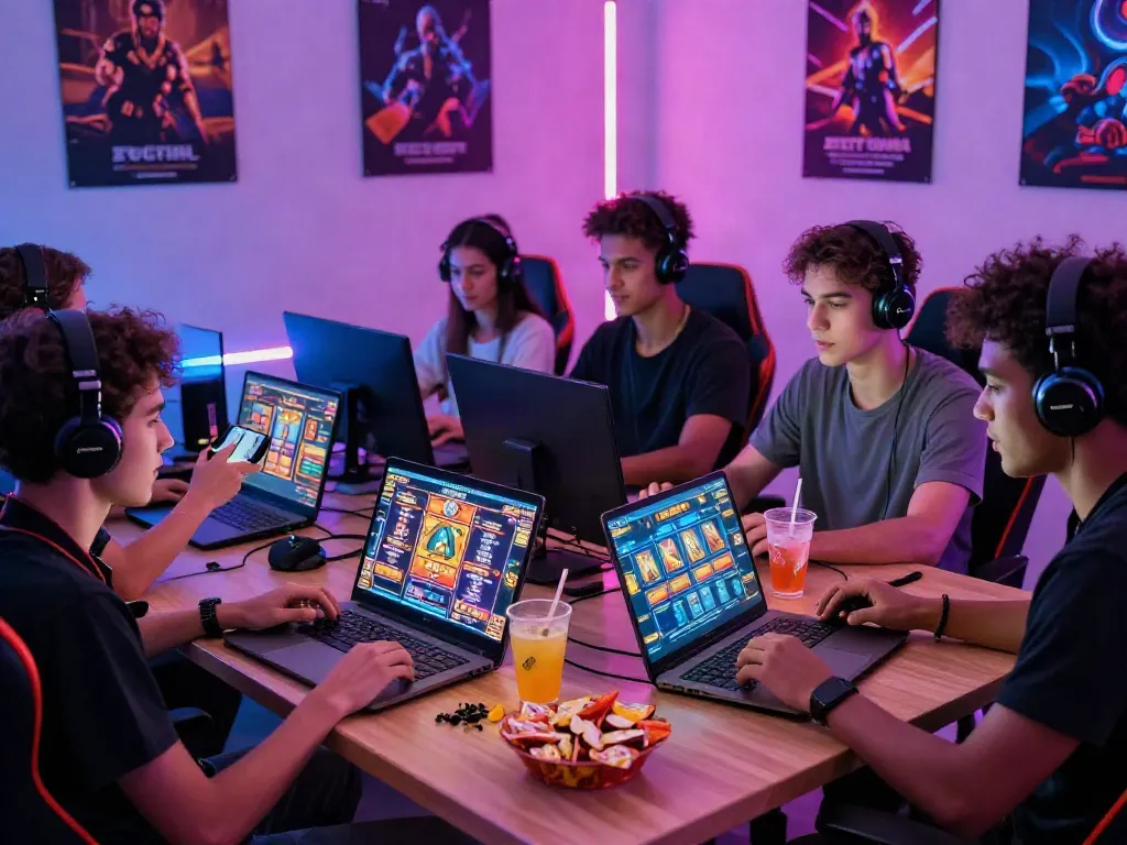 Pengalaman bermain dewi19 dengan teman-teman di suasana gaming modern yang menyenangkan.