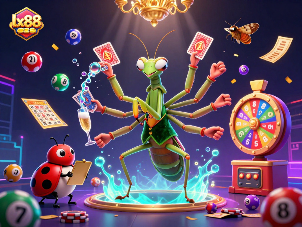 Engage in the exciting world of lx 88 with this vibrant lottery-themed illustration filled with dynamic elements.