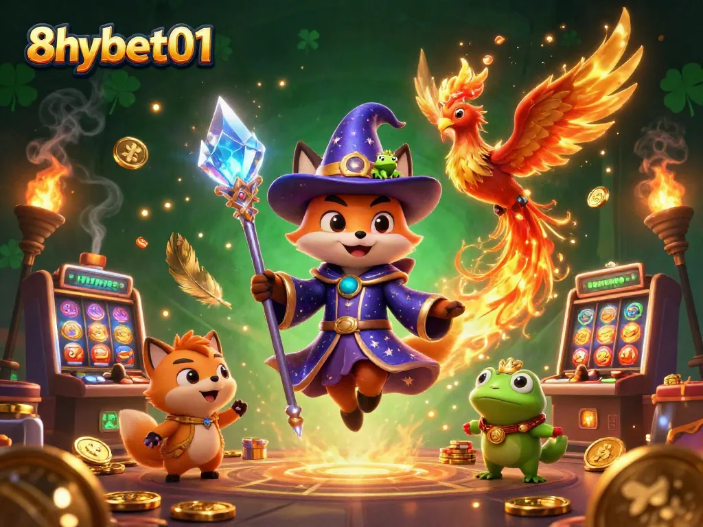 Engage in thrilling wins at 8xbet01 with this vibrant casino 3D illustration featuring magical characters.