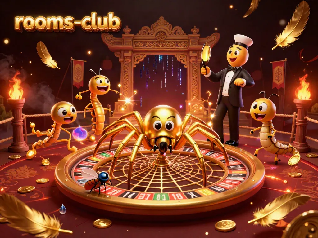 Permainan slot berformat kasino di platform rooms-club dengan karakter kartun menarik.