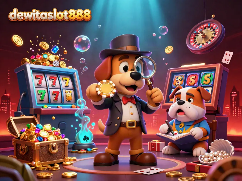 Slot ikonik dewataslot888 di lingkungan kasino 3D penuh warna dengan detail animasi menarik.