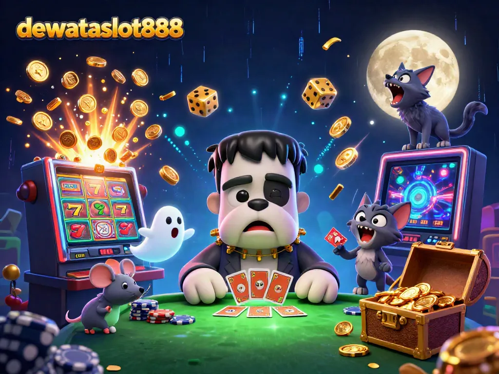 Gambarkan pengalaman bermain kartu remi di dewataslot888 dengan karakter unik dan elemen game.
