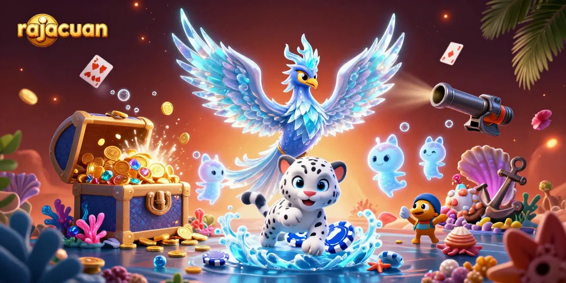 Engage with rajacuan as a snow leopard cub plays with an ice-encased poker chip amidst sparkling casino elements.
