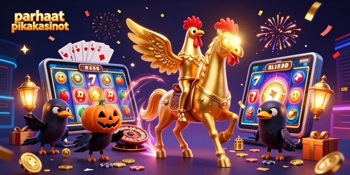 Play with the parhaat pikakasinot as a golden rooster in a vibrant casino scene.