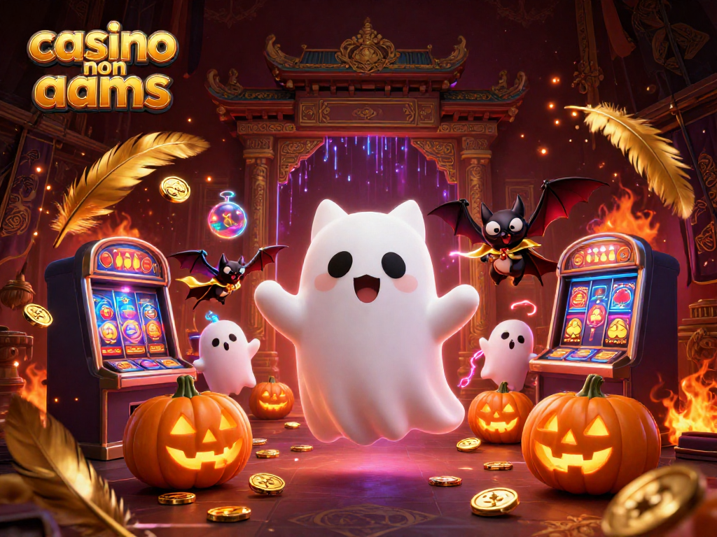 Gioca nei migliori casino non AAMS con un gatto fantasma e un pipistrello in un'atmosfera spettrale.