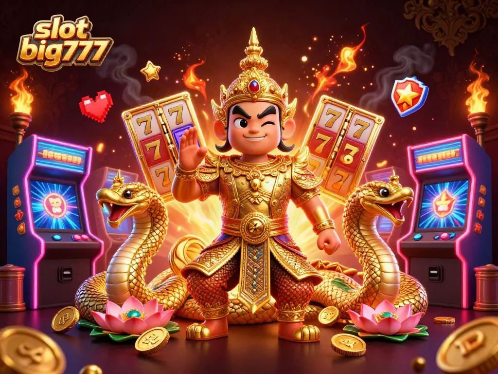 Experience exciting spins in slot big777 with vibrant characters and casino elements surrounding the action.