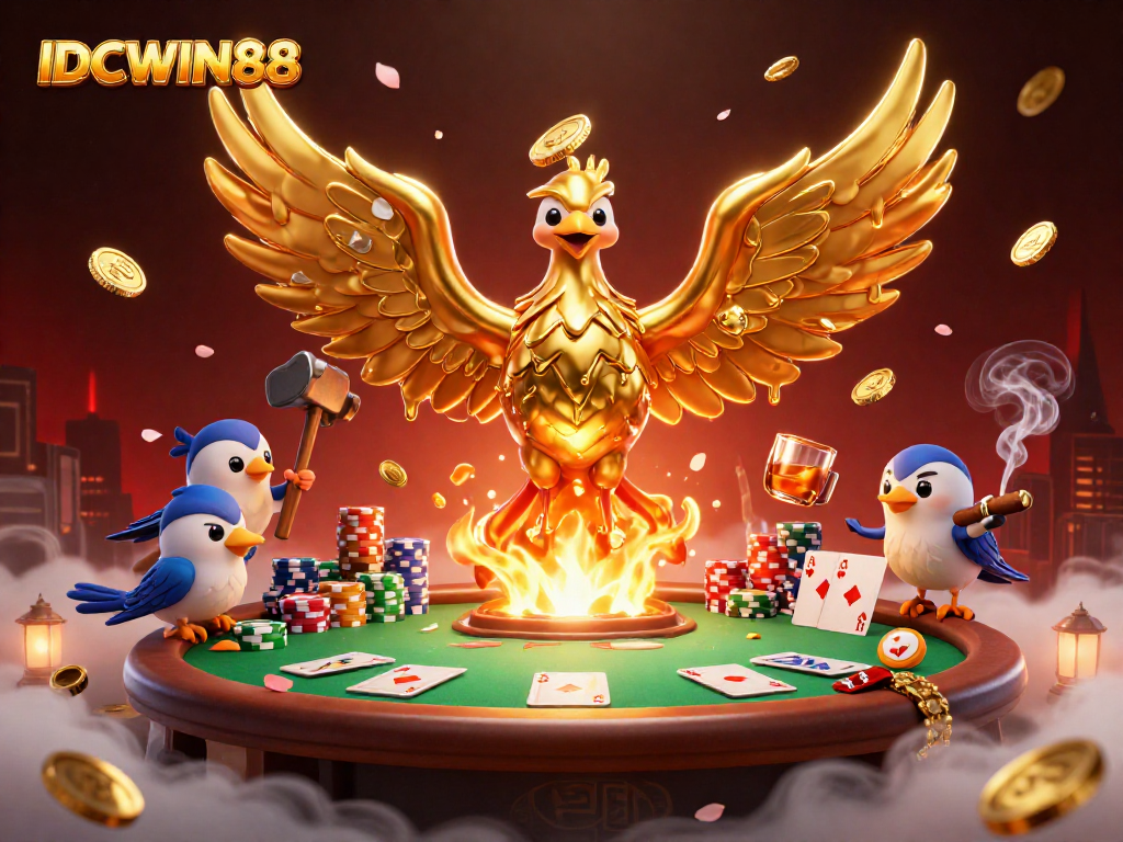 Experience thrilling play with IDCWIN88 as molten golden phoenix and poker action unite!