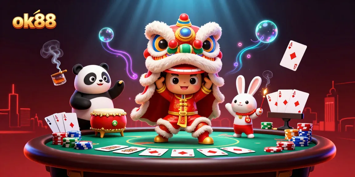 Bet and celebrate during Chinese New Year at ok88 with a colorful casino scene featuring vibrant characters.