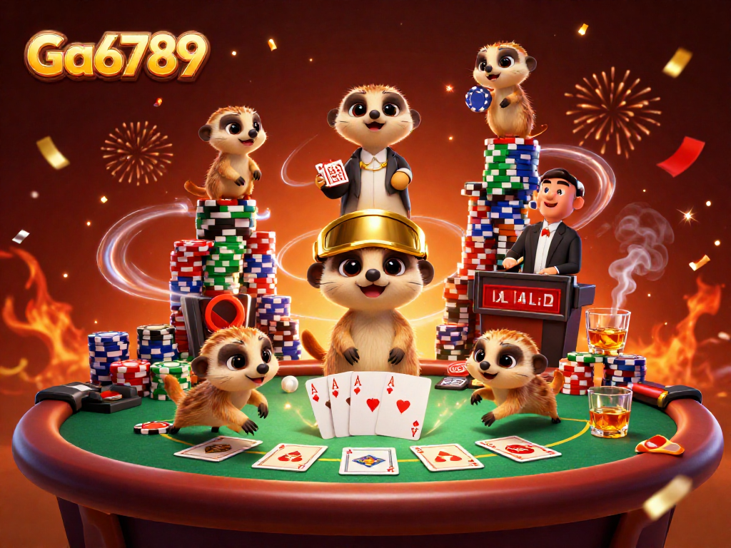 Engage with Ga6789’s lively meerkat casino scene featuring poker action and festive energy.
