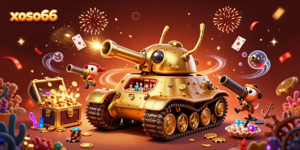 Experience thrilling gameplay at xoso66 with the dynamic golden beetle tank and vibrant casino elements.