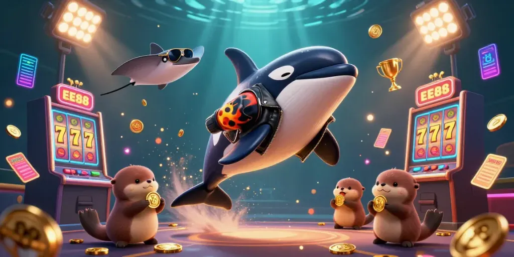 Experience the thrill of winning at EE88 with exciting slots featuring animated characters and casino elements.