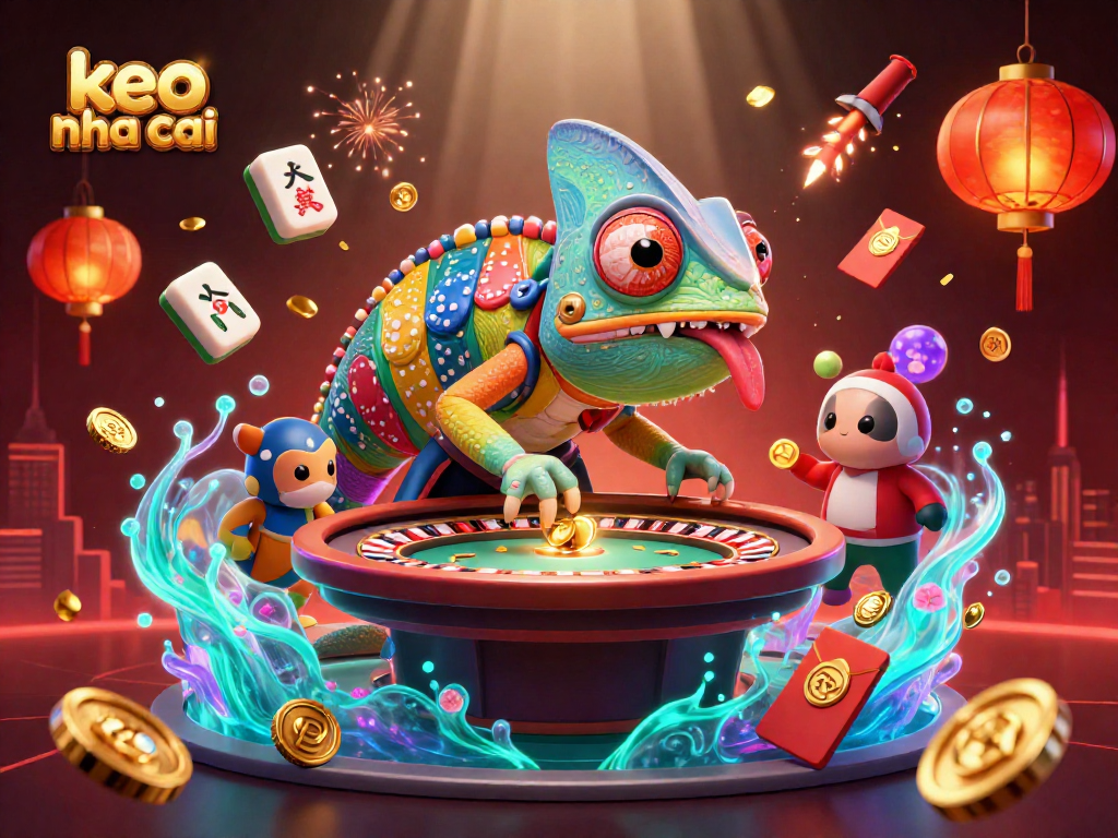 Engage with keo nha cai in an exciting casino scene featuring vibrant and colorful characters.