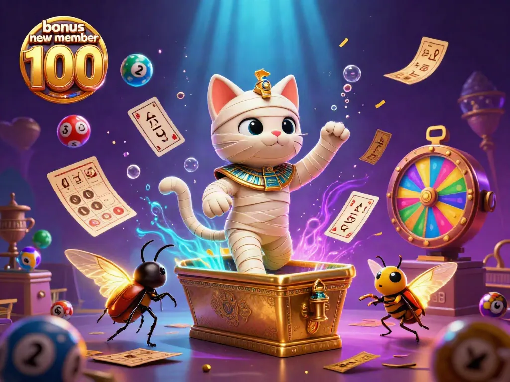 Engage with thrilling games using a bonus new member 100 in a vibrant casino scene.