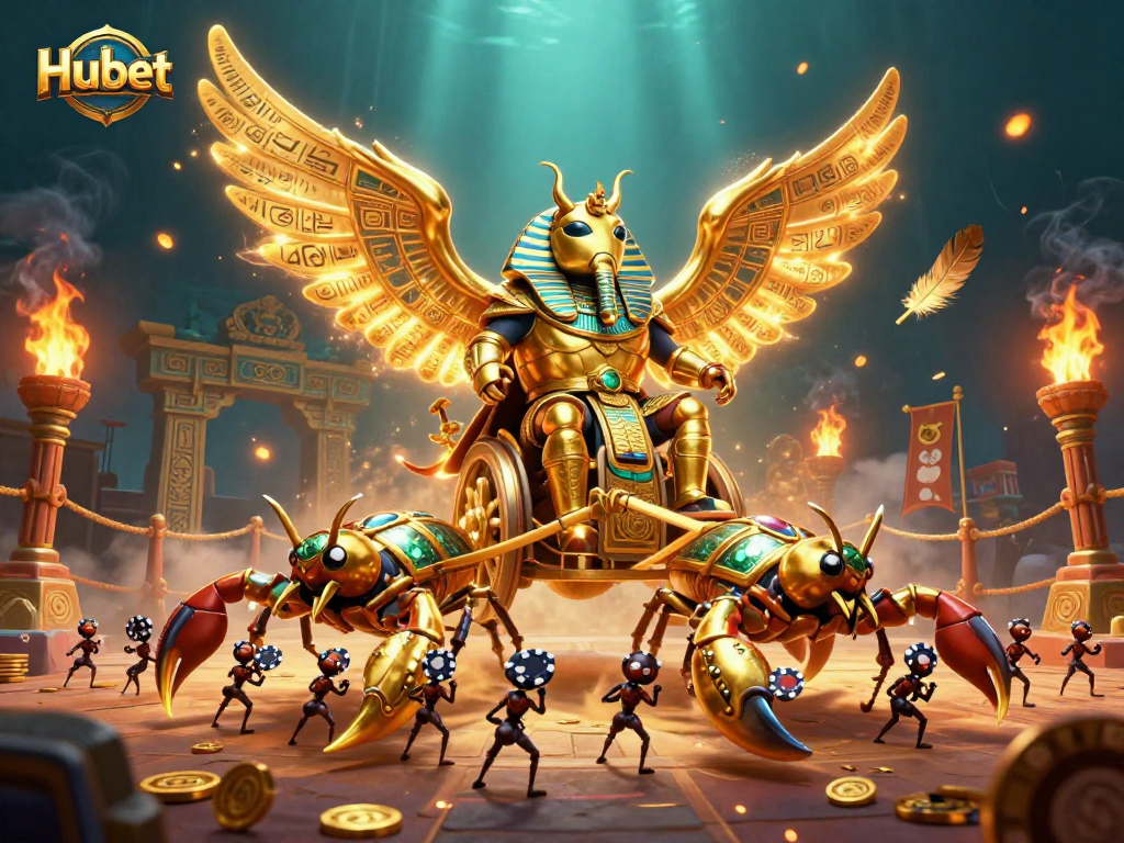 Experience thrilling action at Hubet with a dynamic 3D illustration showcasing iconic gambling characters.