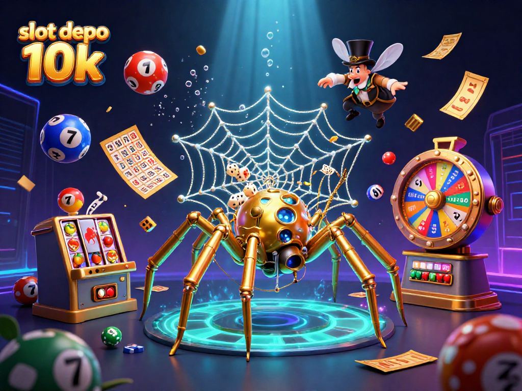 Engage in thrilling casino action with slot depo 10k in a dynamic 3D scene featuring vibrant elements.