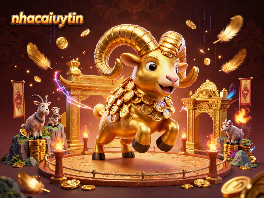 Engage with thrilling nhacaiuytin casino adventures featuring a golden ram charging through a spectacular gaming arena.