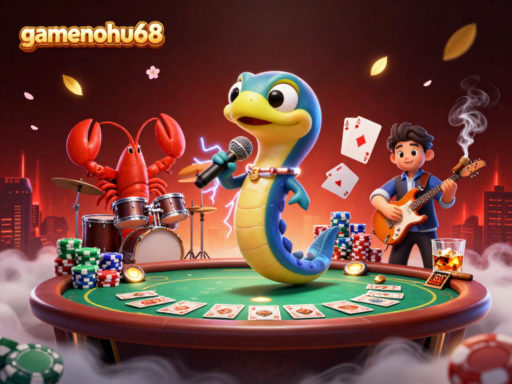 Experience the vibrant underwater casino stage with gamenohu68 where an electric eel DJ performs