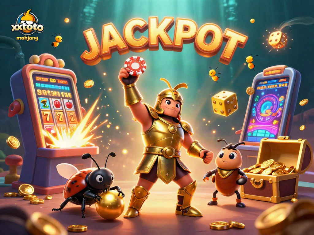 xxtoto mahjong membawa chip poker dengan keceriaan dalam ilustrasi 3D yang penuh warna dan detail.