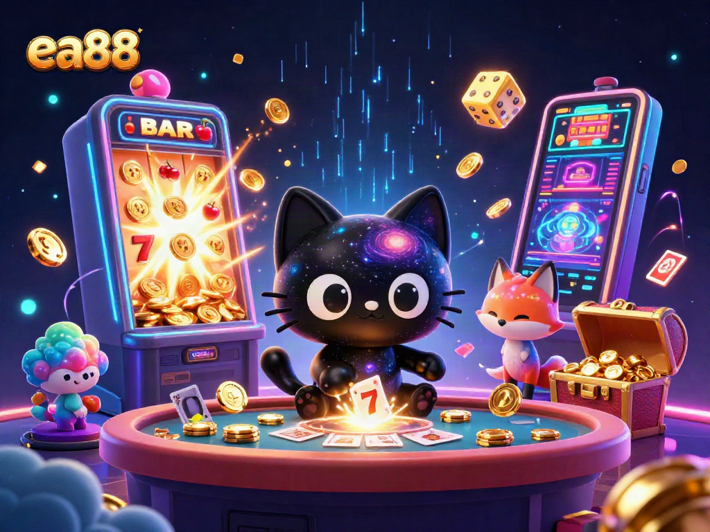 ea88 showcases an exciting cosmic casino scene filled with vibrant 3D characters and action.